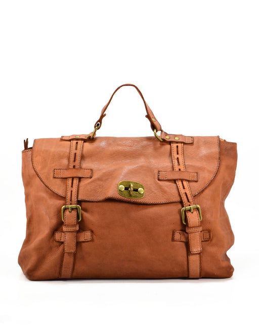 Italian Artisan Handcrafted Unisex Vintage Travel Bag Made In Italy Cognac-Oasisincentives.us