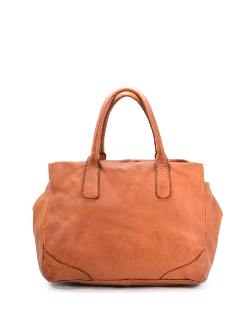 Italian Artisan Womens Handcrafted Vintage Handbags in Genuine  Washed Calfskin Leather Made In Italy- smooth women's bag Cognac-Oasisincentives