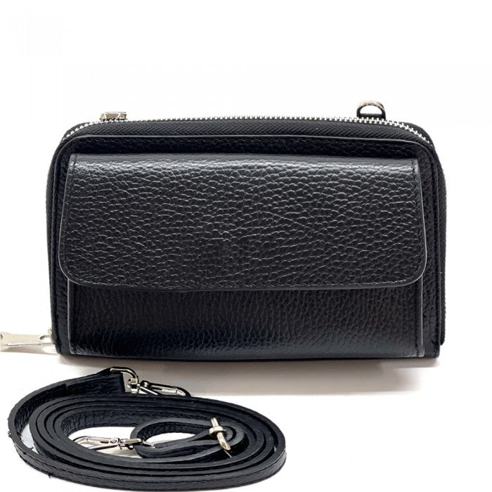 Italian Artisan Eve Leather Shoulder Bag Wallet Cell Phone Holder Shoulder Made In Italy