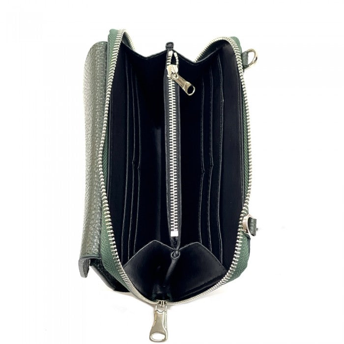 Italian Artisan Eve Leather Shoulder Bag Wallet Cell Phone Holder Shoulder Made In Italy