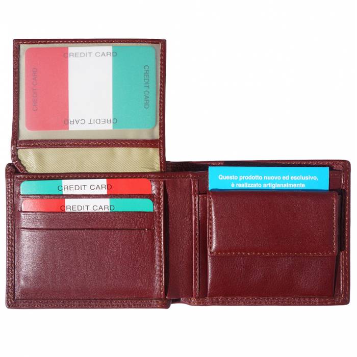 Italian Artisan Mens Leather Credit Card Holder Wallet with Coin Pocket Made In Italy