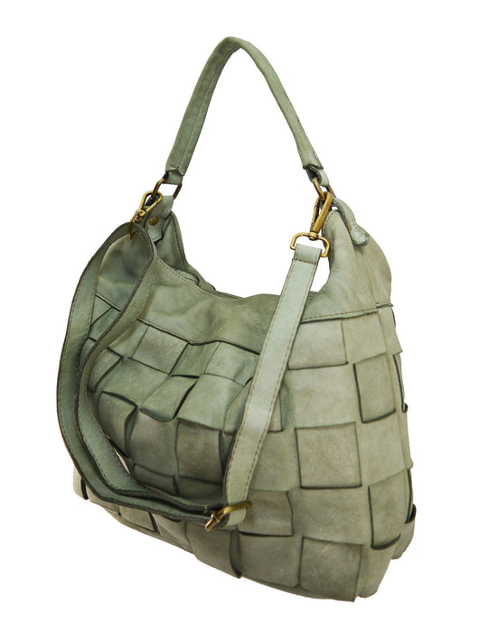 Italian Artisan Womens Handcrafted Vintage Washed Calfskin Leather Single Handle Shoulder Handbag Made In Italy