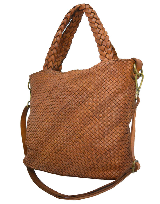 Italian Artisan Womens Handcrafted Vintage Tote Handbags in Genuine Washed Calfskin Leather Made In Italy