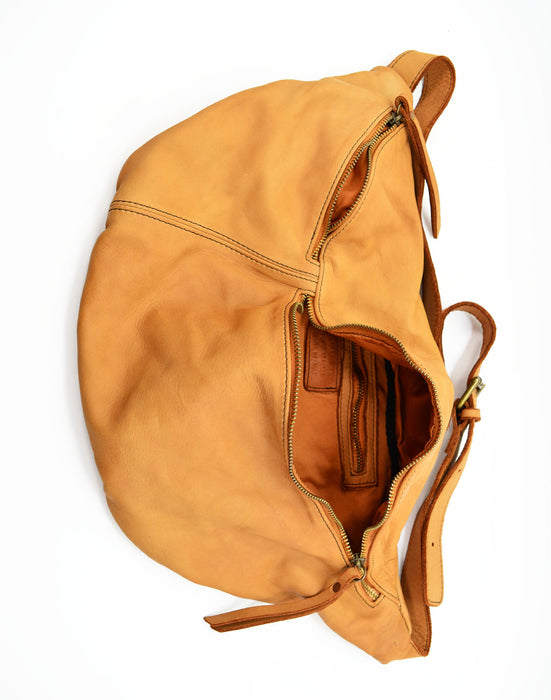 Italian Artisan Unisex Handcrafted Vintage Washed Leather Belt Shoulder Bag Made In Italy