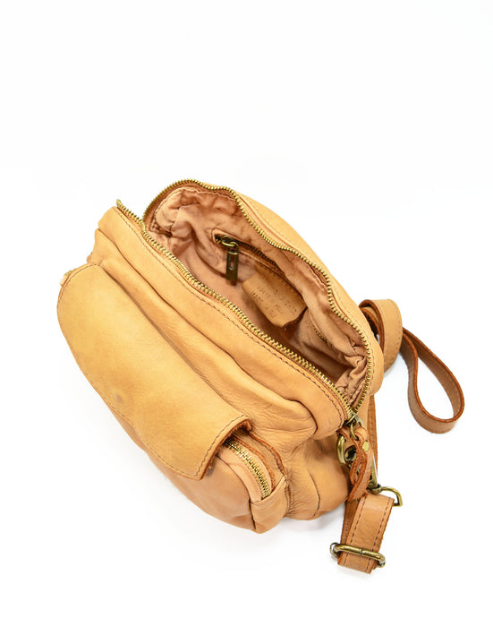 Italian Artisan Handcrafted Vintage Washed Calfskin Leather Shoulder Handbag Made In Italy