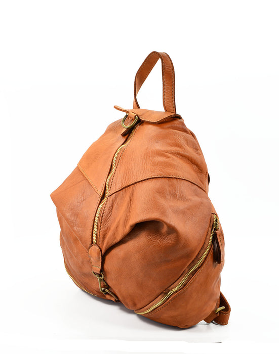 Italian Artisan Handcrafted Vintage Washed Calfskin Leather Backpack Made in Italy