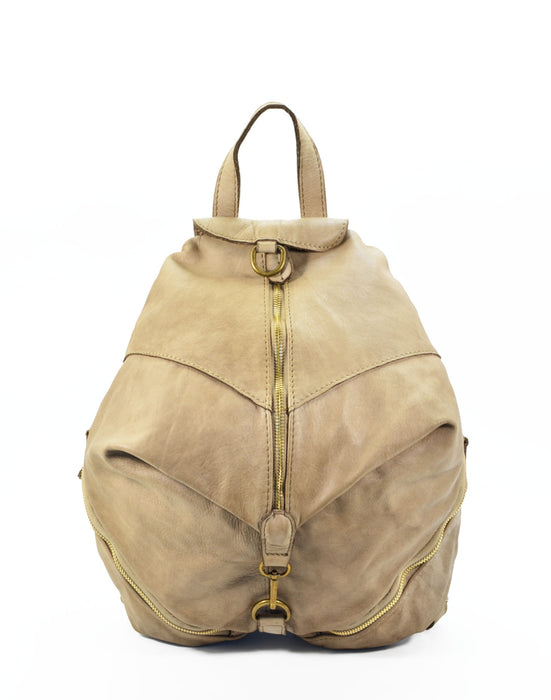 Exquisite Italian Artisan Handcrafted Vintage Washed Calfskin Leather Backpack: Luxury Leaf Backpack with Safety Closure Made in Italy