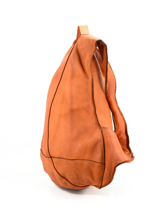 Italian Artisan Unisex Handcrafted Vintage Washed Calfskin Leather Ergonomic Backpack Made In Italy