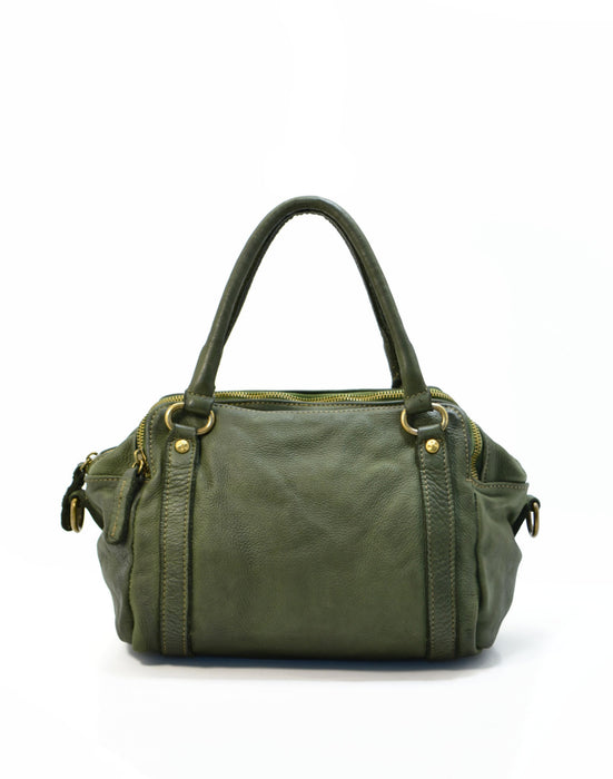 Italian Artisan Womens Handcrafted Vintage Satchel Handbags in Genuine Washed Calfskin Leather Made In Italy