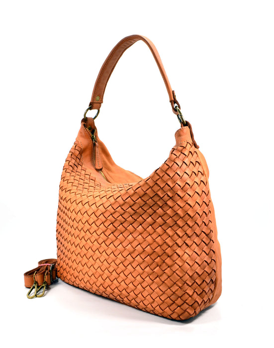 Italian Artisan Womens Handcrafted Vintage Woven Washed Calfskin Leather Handbag Made In Italy