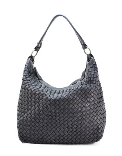 Italian Artisan Womens Handcrafted Vintage Woven Washed Calfskin Leather Handbag Made In Italy