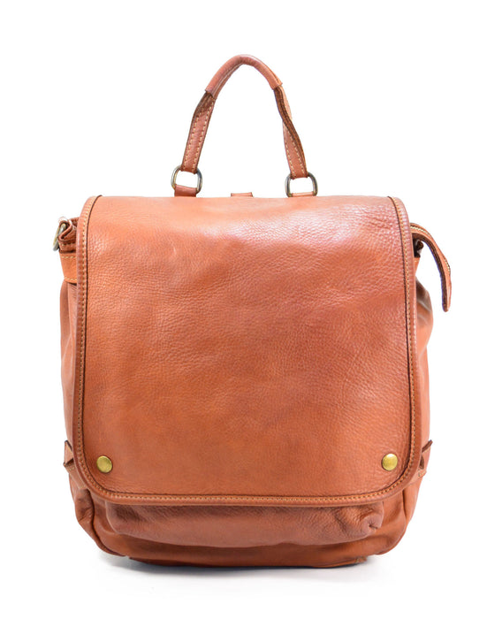 Italian Artisan Handcrafted Vintage Washed Calfskin Leather Backpack Made In Italy