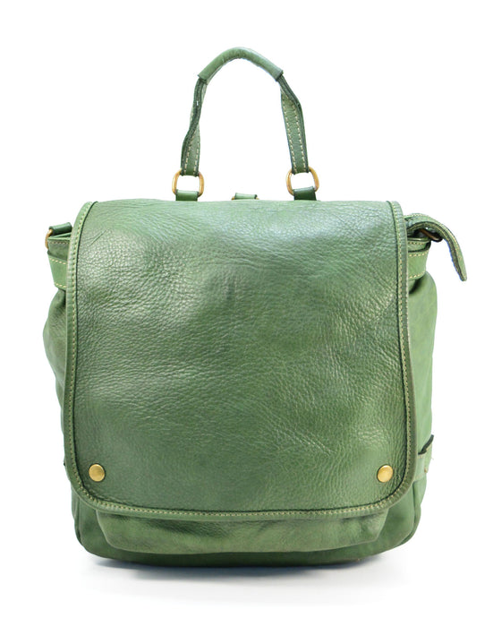 Italian Artisan Handcrafted Vintage Washed Calfskin Leather Backpack Made In Italy