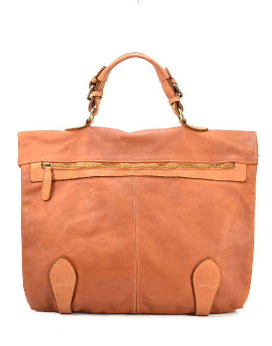 Italian Artisan Unisex Handcrafted Vintage Washed Calfskin Leather Briefcase | Made In Italy