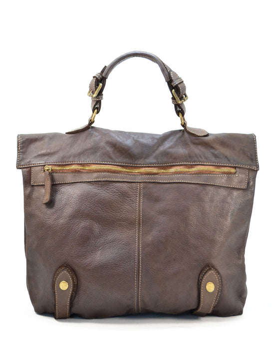 Italian Artisan Unisex Handcrafted Vintage Washed Calfskin Leather Briefcase | Made In Italy