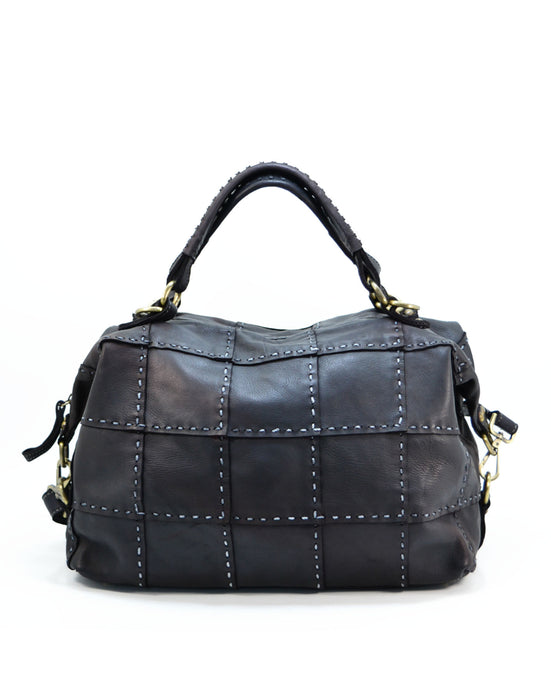 Italian Artisan Finola Womens Handcrafted Vintage Washed Handbag In Genuine Washed Calfskin Leather Made In Italy