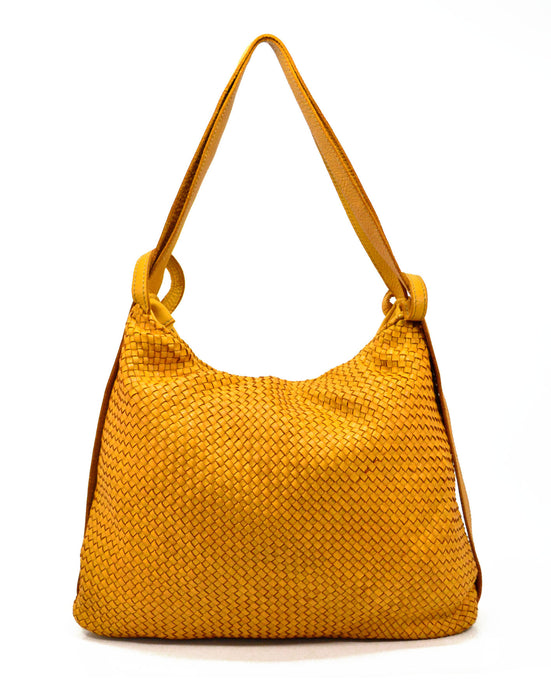 Italian Artisan Unisex Handcrafted Vintage Washed Calfskin Leather Shoulder Handbag-Backpack Made In Italy
