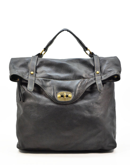 Italian Artisan Unisex Handcrafted Vintage Washed Calfskin Leather Backpack Made In Italy