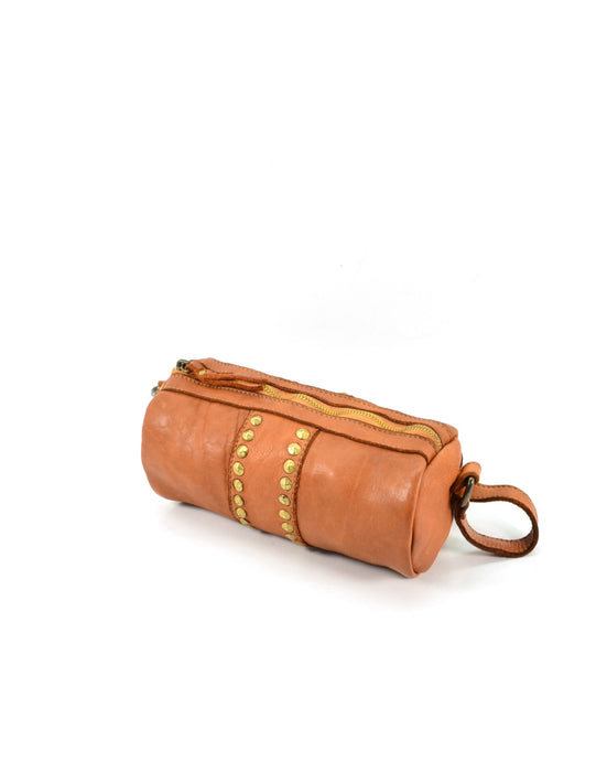 Italian Artisan Womens Handcrafted Vintage Washed Calfskin Leather Shoulder Tube Bag Made In Italy-Cognac-Oasisincentives.us