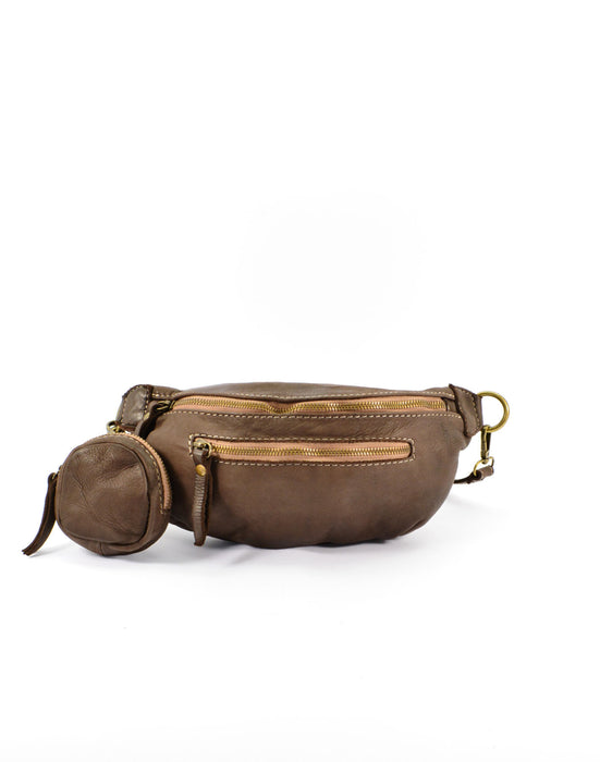 Italian Artisan Handcrafted Vintage Washed Calfskin Leather Fanny Pack Made In  Italy