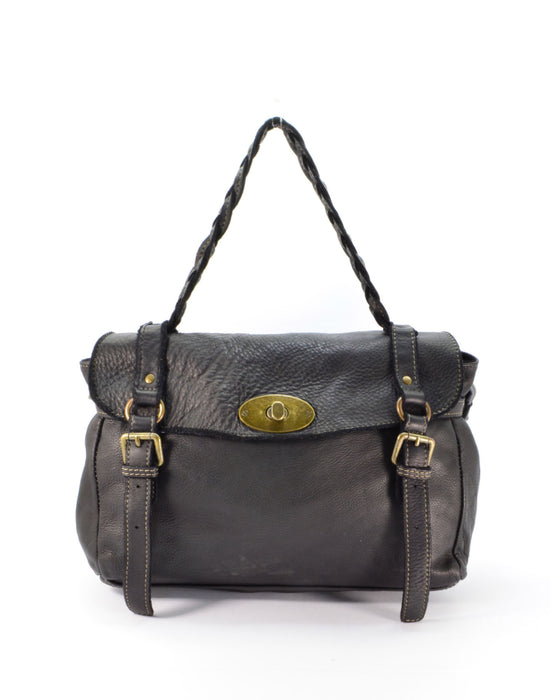 Italian Artisan Women's Handcrafted Vintage Washed Calfskin Leather Satchel Bag Made In Italy