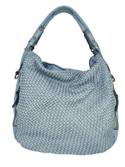 Italian Artisan Handcrafted Vintage Washed Calfskin Leather Braided Handbag Made In Italy