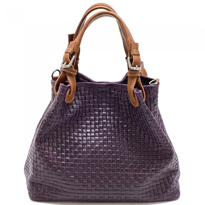 Italian Leather Shoulder HOBO Bag | Artisan Maria T |Soft Calfskin Leather | Made In Italy Purple available at OASISINCENTIVES.US