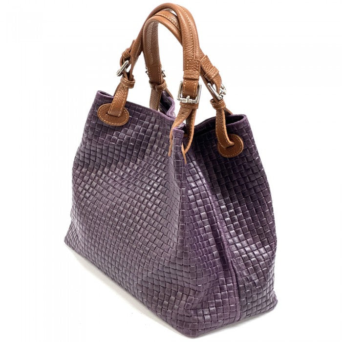 Italian Leather Shoulder HOBO Bag | Artisan Maria T |Soft Calfskin Leather | Made In Italy Purple available at OASISINCENTIVES.US