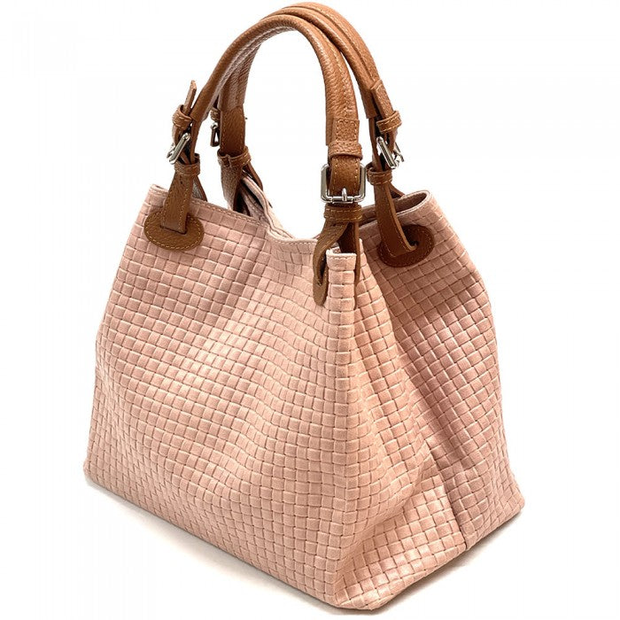 Italian Leather Shoulder HOBO Bag | Artisan Maria T |Soft Calfskin Leather | Made In Italy Pink available at OASISINCENTIVES.US