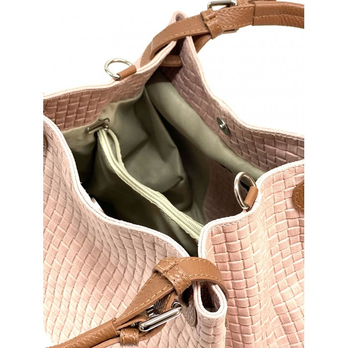 Italian Leather Shoulder HOBO Bag | Artisan Maria T |Soft Calfskin Leather | Made In Italy Pink available at OASISINCENTIVES.US