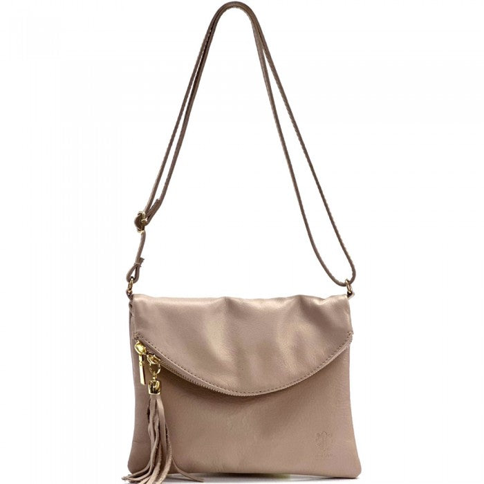 Italian Artisan Greta Folded Clutch Handbag In Genuine Soft Calfskin Leather Made In Italy