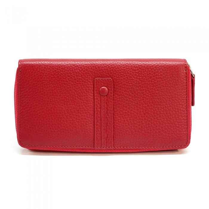 Italian Genuine Leather Zippy Wallet |Artisan Armando | Made In Italy Light Red Available At OASISINCENTIVES.US