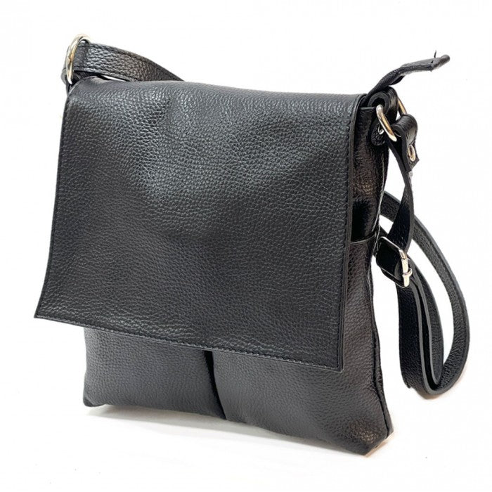Italian Artisan Anna Crossbody Bag with a Flap Top in Genuine Calf Leather Made In Italy