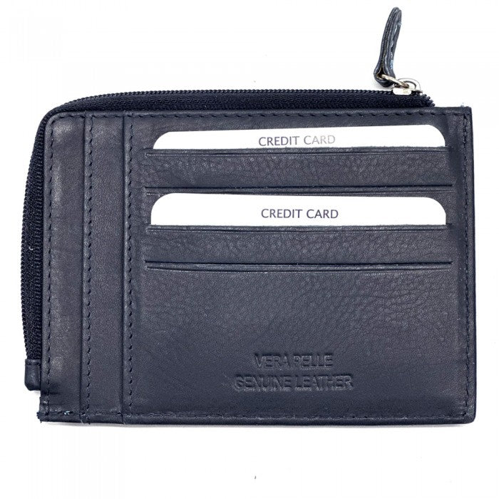Italian Artisan Angelo Leather Card Holder with Zip Made In Italy