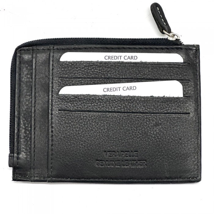 Italian Artisan Angelo Leather Card Holder with Zip Made In Italy