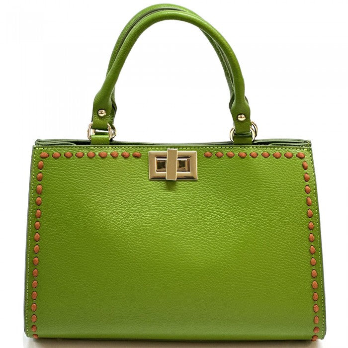 Italian Artisan Mirella Calfskin Leather Tote Handbag Made In Italy
