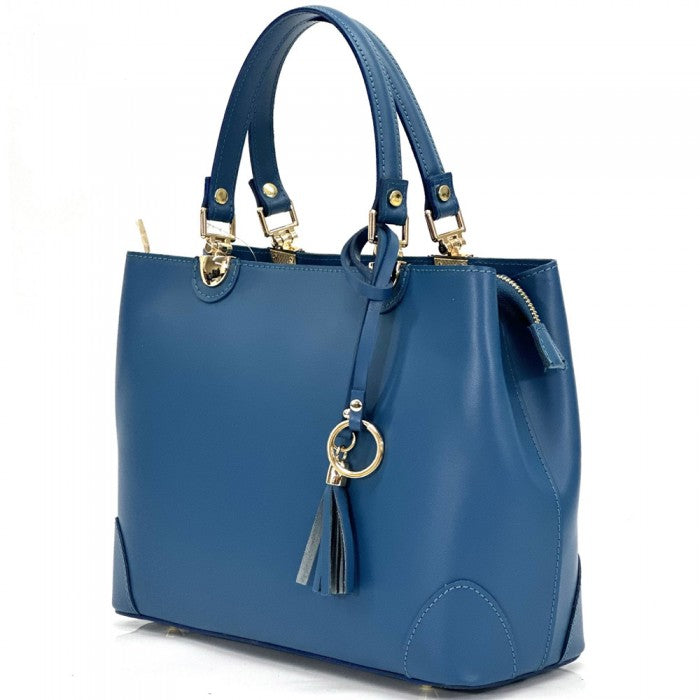 Italian Artisan Vittorio Womens Handcrafted Leather Tote Handbag  with Shoulder Strap Made In Italy