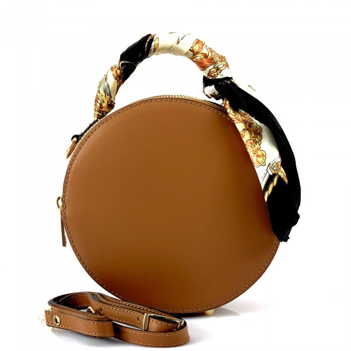 Italian Artisan Bianca Single Handle Round Shaped Leather Handbag Made In Italy