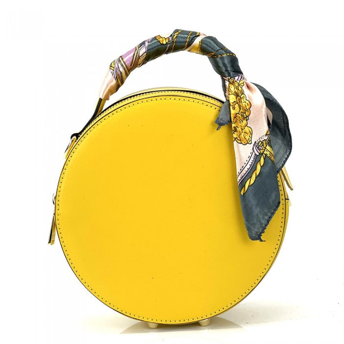 Italian Artisan Bianca Single Handle Round Shaped Leather Handbag Made In Italy