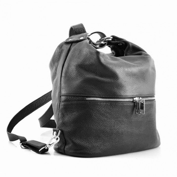 Italian Artisan Federico Womens Handcrafted Shoudler Handbag-Backpack In Genuine Soft Calfskin Leather Made In Italy