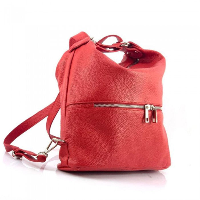 Italian Artisan Federico Womens Handcrafted Shoudler Handbag-Backpack In Genuine Soft Calfskin Leather Made In Italy