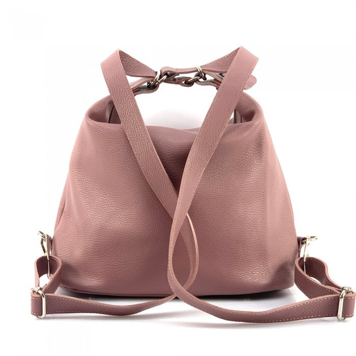 Italian Artisan Francesco Womens Handcrafted In Genuine Calfskin Leather Shoulder Handbag-Backpack Made In Italy