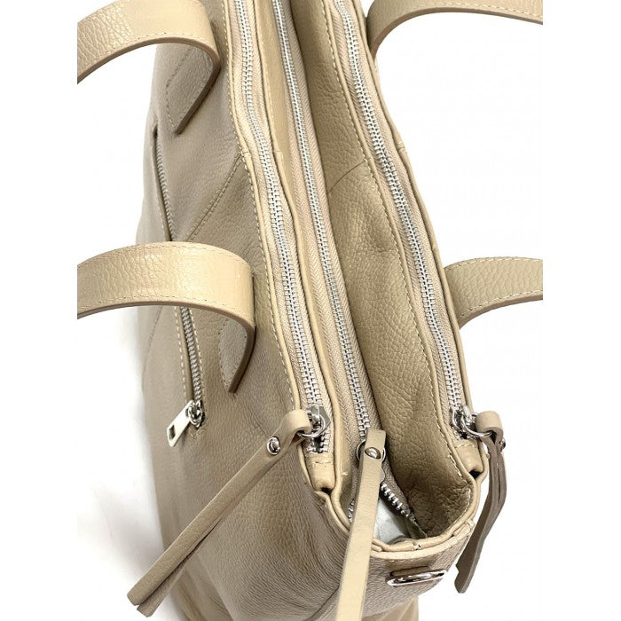 Italian Artisan Zoe Handcrafted Tote Handbag in Genuine Dollaro Calfskin Leather Made In Italy