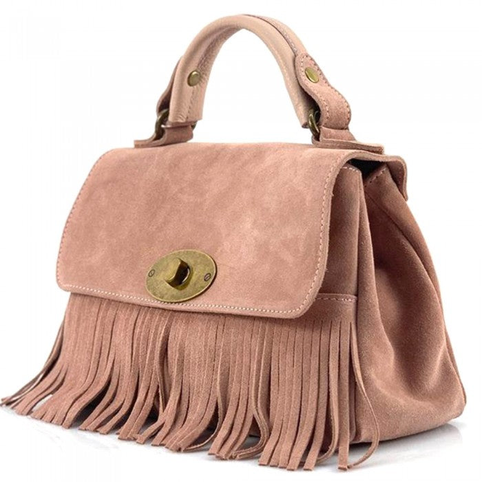 Italian Artisan Sofia Calfskin Leather Suede Handbag Made In Italy