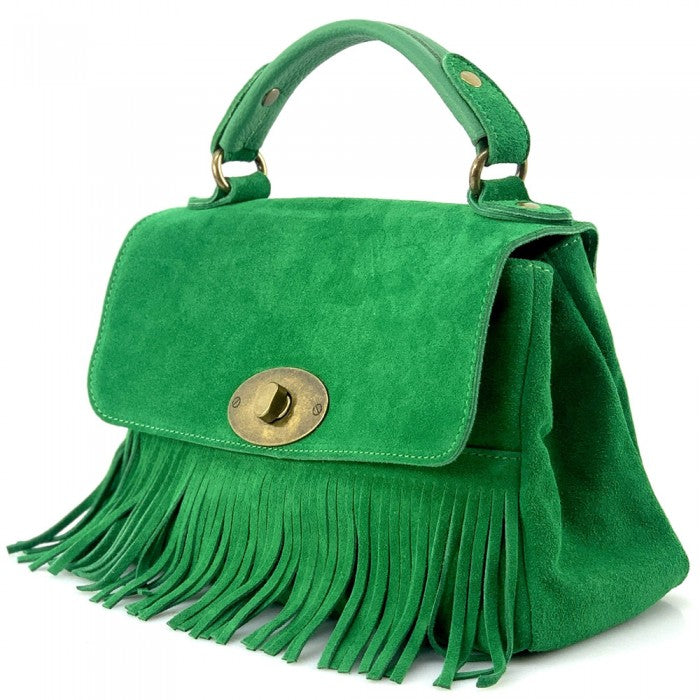 Italian Artisan Sofia Calfskin Leather Suede Handbag Made In Italy