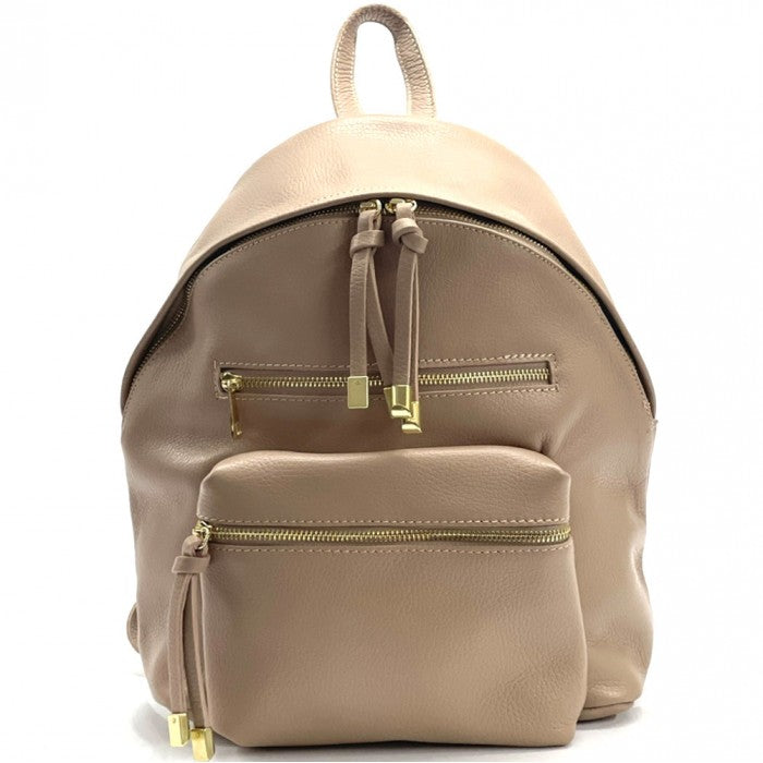 Italian Artisan Fiorella Unisex Handcrafted Backpack In Genuine Soft Calfskin Leather Made In Italy