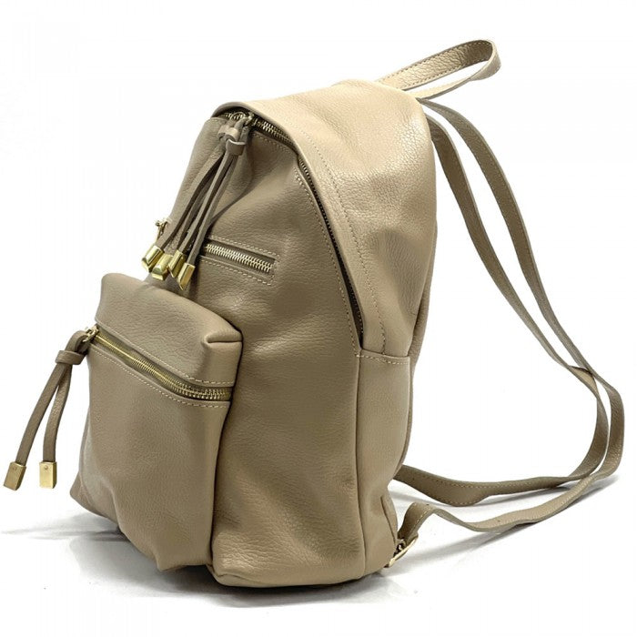 Italian Artisan Fiorella Unisex Handcrafted Backpack In Genuine Soft Calfskin Leather Made In Italy