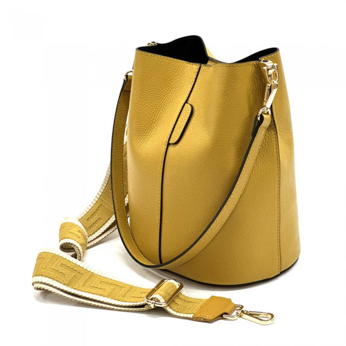 Italian Artisan Ricardo GM Calfskin Leather Bucket Bag Made In Italy
