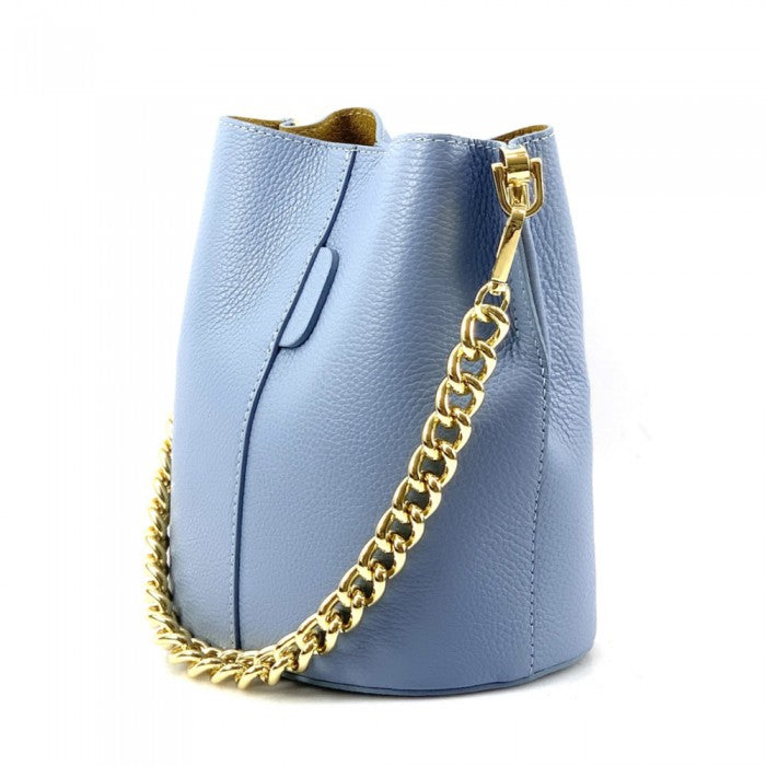 Italian Artisan Senia Womens Handcrafted Shoulder Bucket Handbag In Genuine Calfskin Leather Made In Italy