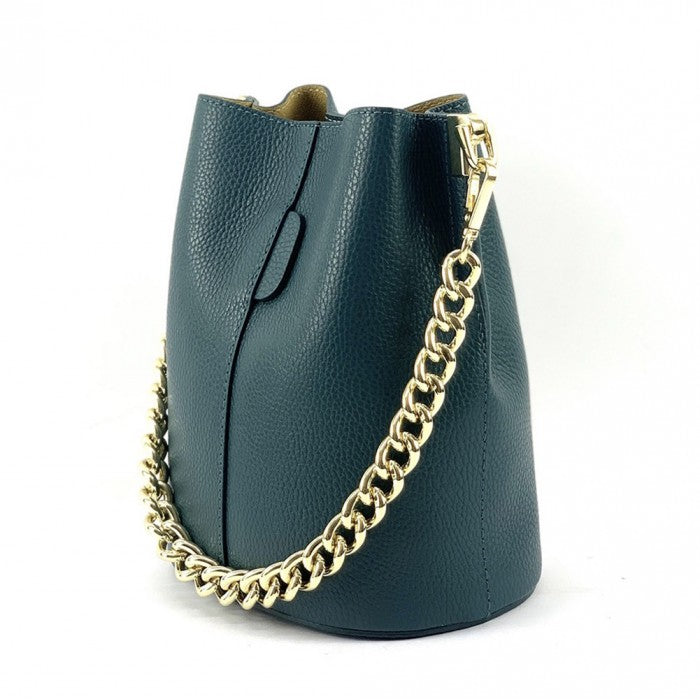Italian Artisan Senia Womens Handcrafted Shoulder Bucket Handbag In Genuine Calfskin Leather Made In Italy